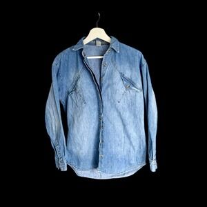 Vintage 90's Marithe Francois Girbaud Denim Shirt Womens Small Blue Button Up
